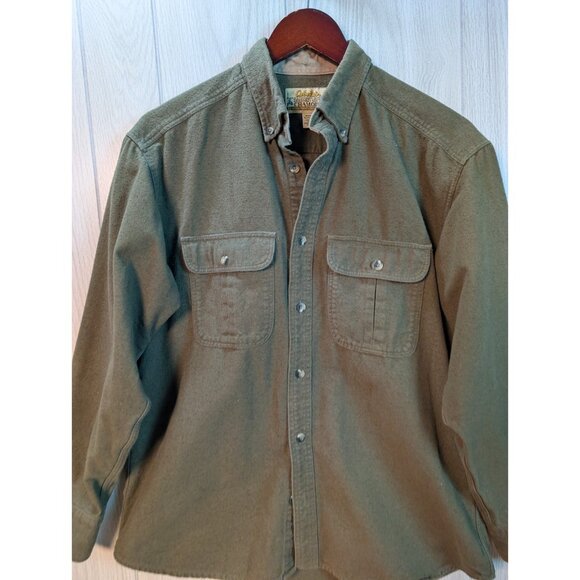 Cabela’s Deerskin Soft Chamois Heavyweight Green Long Sleeve Shirt Medium Reg - Picture 2 of 6